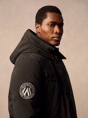 Superdry Black City Padded Parka Coat Hooded and Water-Repellent Jacket - Image 4 of 11