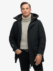 Superdry Black City Padded Parka Coat Hooded and Water-Repellent Jacket - Image 7 of 11