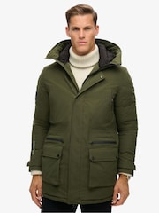 Superdry Green City Padded Parka Coat Hooded and Water-Repellent Jacket - Image 1 of 6