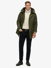 Superdry Green City Padded Parka Coat Hooded and Water-Repellent Jacket - Image 3 of 6