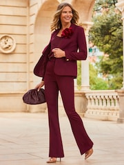 Sosandar Red Button Detail Kickflare Trousers - Image 1 of 5
