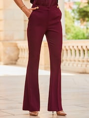 Sosandar Red Button Detail Kickflare Trousers - Image 3 of 5