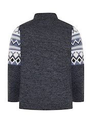 BadRhino Big & Tall Grey Fairisle Quarter Zip Knitted Jumper - Image 2 of 2
