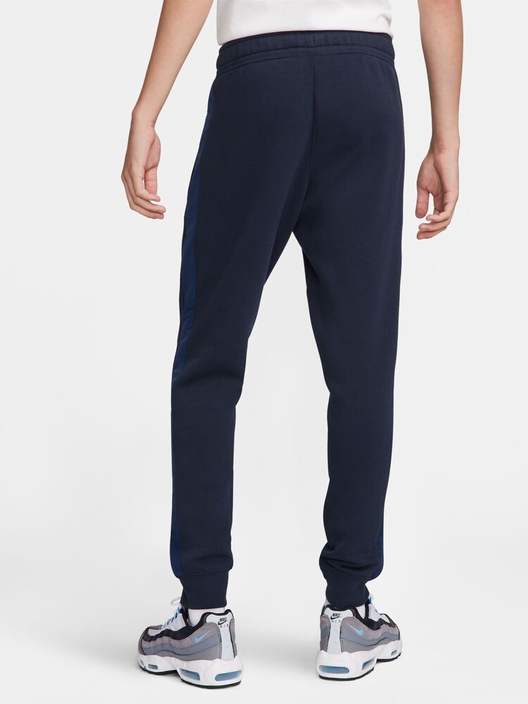 Nike Navy Sportswear Fleece Colourblock Joggers - Image 2 of 6