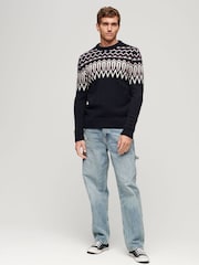 Superdry Navy Multi Fairisle Pattern Knit Crew Jumper - Image 2 of 6