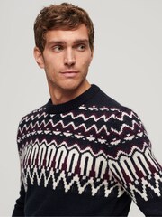 Superdry Navy Multi Fairisle Pattern Knit Crew Jumper - Image 3 of 6
