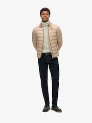 Superdry Deep Beige Slub Lightweight Padded Coat Jacket - Image 2 of 6