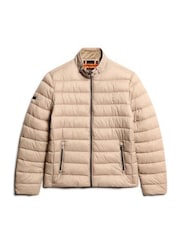 Superdry Deep Beige Slub Lightweight Padded Coat Jacket - Image 5 of 6