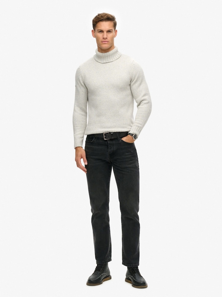 Superdry Glacier Grey Brushed Roll Neck Jumper - Image 2 of 5 Superdry Glacier Grey Brushed Roll Neck Jumper - Image 2 of 5