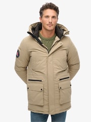 Superdry Timber Wolf Brown City Padded Parka Coat Hooded and Water-Repellent Jacket - Image 2 of 6