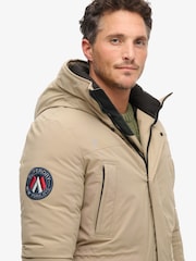 Superdry Timber Wolf Brown City Padded Parka Coat Hooded and Water-Repellent Jacket - Image 4 of 6