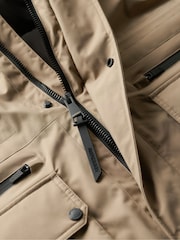 Superdry Timber Wolf Brown City Padded Parka Coat Hooded and Water-Repellent Jacket - Image 6 of 6