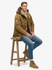 Superdry Kangaroo Brown Everest Faux Fur Parka Coat Jacket - Image 3 of 5