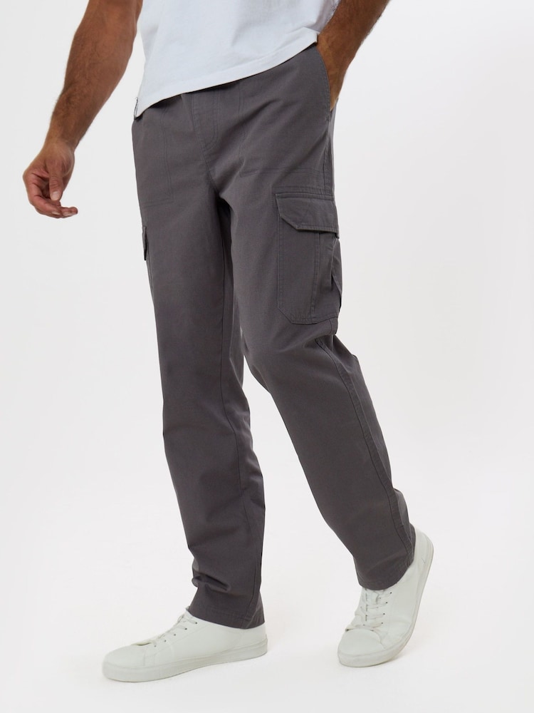 Threadbare Grey Regular Fit Cotton Cargo Trousers - Image 2 of 4 Threadbare Grey Regular Fit Cotton Cargo Trousers - Image 2 of 4