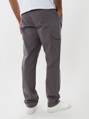Threadbare Grey Regular Fit Cotton Cargo Trousers - Image 3 of 4