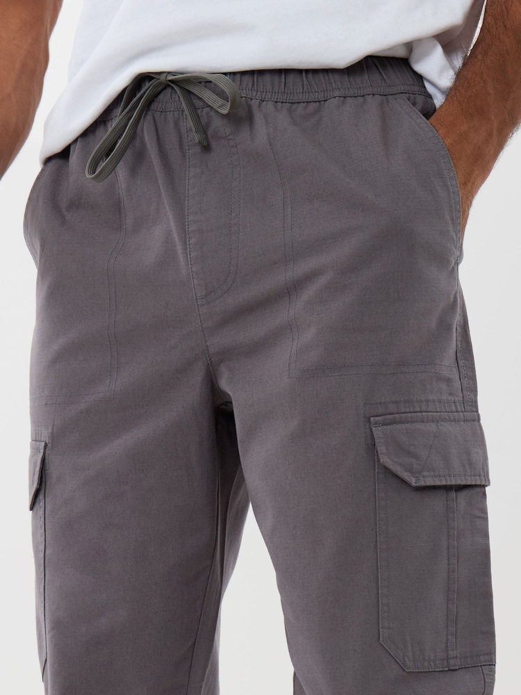 Threadbare Grey Regular Fit Cotton Cargo Trousers - Image 4 of 4 Threadbare Grey Regular Fit Cotton Cargo Trousers - Image 4 of 4