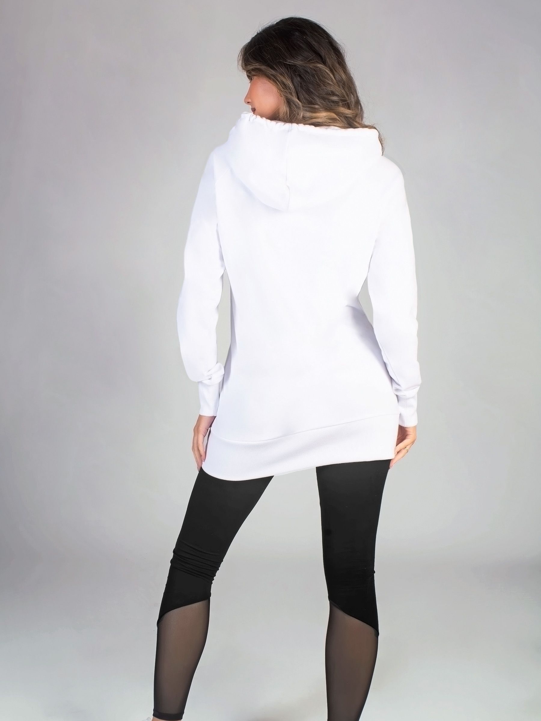 White longline hoodie store