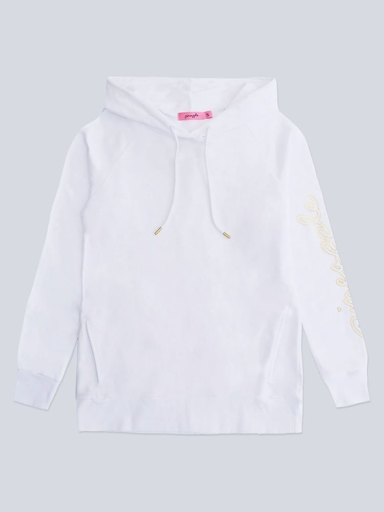 Weiß - Pineapple langer Hoodie für Damen - Bild 5 von 5 Weiß - Pineapple langer Hoodie für Damen - Bild 5 von 5