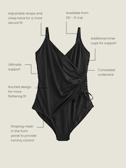 Black DD+ Ruched Side Tummy Control Wired Swimsuit - Image 4 of 5