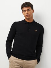 Fred Perry Knitted Long Sleeve Polo Shirt - Image 4 of 7