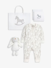 The Little Tailor Baby Sleepsuit And Toy 100% Cotton Bunny 2 Piece Gift Set - Image 1 of 7