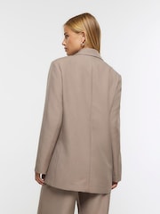 River Island Brown Relaxed Fit Roll Sleeve Blazer - Image 2 of 6