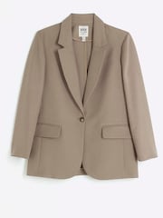 River Island Brown Relaxed Fit Roll Sleeve Blazer - Image 5 of 6