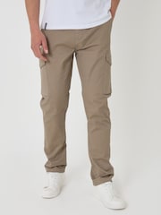 Threadbare Brown Cotton Cargo Trousers With Stretch - Image 1 of 4
