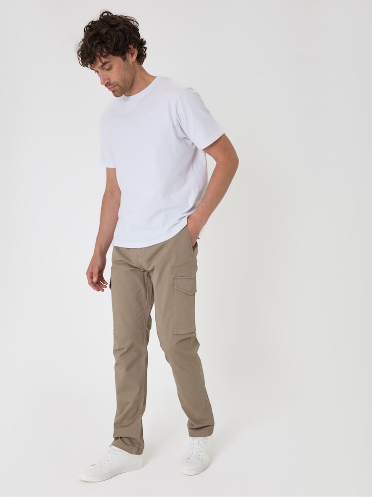 Threadbare Brown Cotton Cargo Trousers With Stretch - Image 2 of 4 Threadbare Brown Cotton Cargo Trousers With Stretch - Image 2 of 4