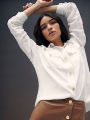 Barbour® International Camel Brown Napier Faux Leather Skirt - Image 3 of 6