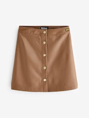 Barbour® International Camel Brown Napier Faux Leather Skirt - Image 6 of 6