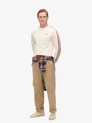 Белый - Superdry 100% Хлопок базовый логотип Ретро в полоску Лонгслив Топ - Image 3 of 6