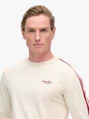 Белый - Superdry 100% Хлопок базовый логотип Ретро в полоску Лонгслив Топ - Image 4 of 6