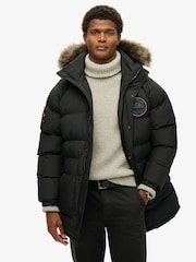 Superdry Jet Black Everest Longline Baffled Parka - Image 1 of 6