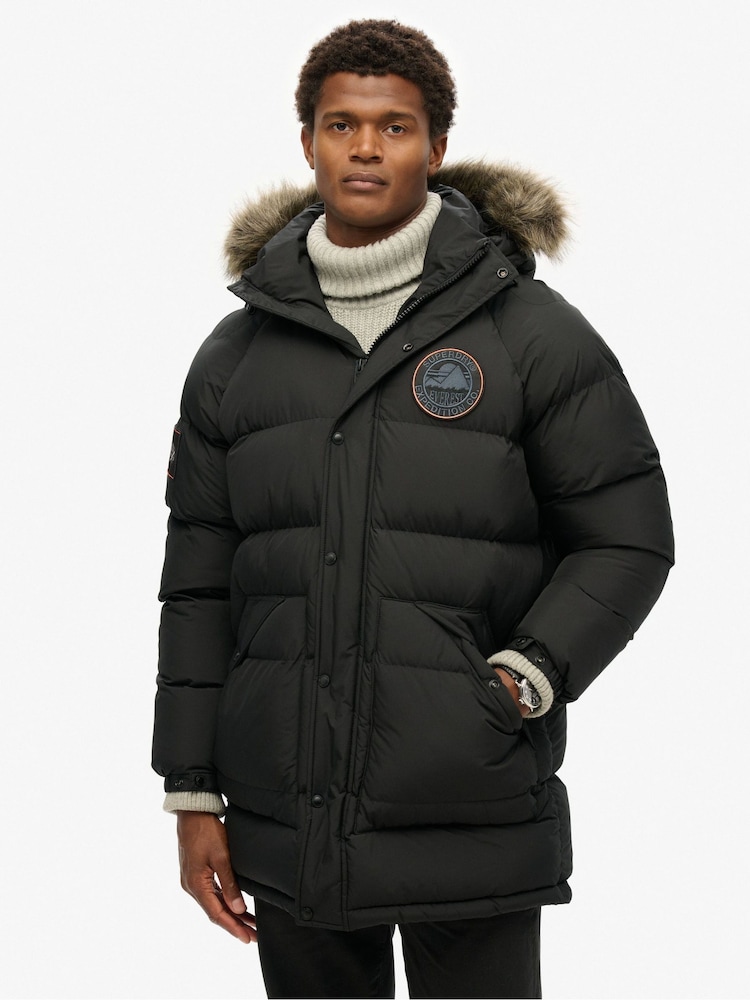 Superdry Jet Black Everest Longline Baffled Parka - Image 2 of 6