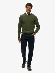 Superdry Thyme Green Textured Crew 100% Cotton Knit Jumper - Image 1 of 4