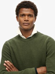 Superdry Thyme Green Textured Crew 100% Cotton Knit Jumper - Image 3 of 4