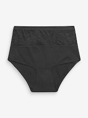 Black/White Cotton Tummy Control Shaping High Waist Knickers 2 Pack - Image 2 of 10
