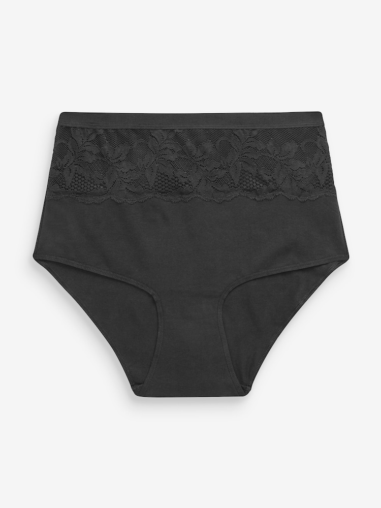 Black/White Cotton Tummy Control Shaping High Waist Knickers 2 Pack - Image 2 of 10