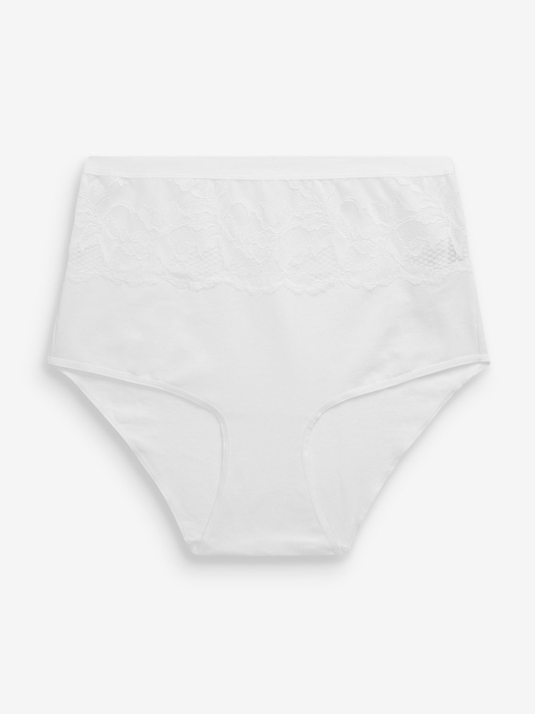 Black/White Cotton Tummy Control Shaping High Waist Knickers 2 Pack - Image 3 of 10