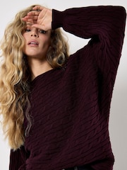 Apricot Cable Stripe Batwing Aran Jumper - Imagen 3 de 5