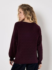Apricot Cable Stripe Batwing Aran Jumper - Imagen 5 de 5