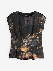 Butterfly Floral Print Short Sleeve Woven Mix T-Shirt - Image 5 of 6