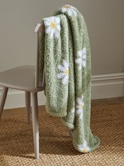 Sage Green Daisy Fleece Throw - Image 1 of 4