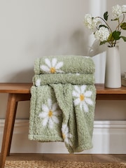 Sage Green Daisy Fleece Throw - Image 3 of 4