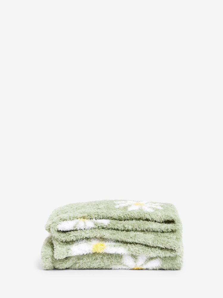 Sage Green Daisy Fleece Throw - Image 4 of 4