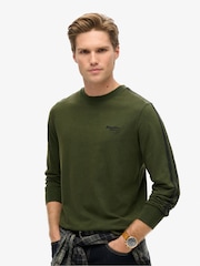 Superdry Green 100% Cotton Essential Logo Retro Stripe Long Sleeve Top - Image 1 of 5