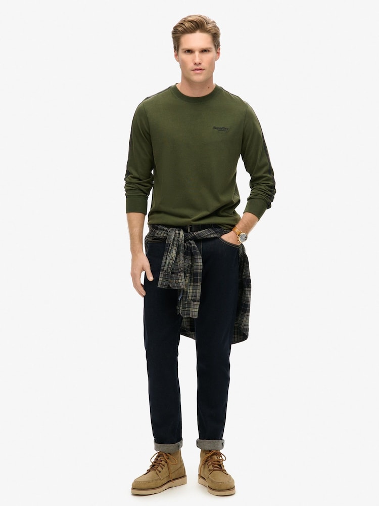 Superdry Green 100% Cotton Essential Logo Retro Stripe Long Sleeve Top - Image 2 of 5