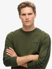 Superdry Green 100% Cotton Essential Logo Retro Stripe Long Sleeve Top - Image 3 of 5