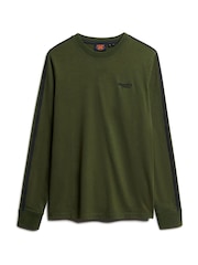 Superdry Green 100% Cotton Essential Logo Retro Stripe Long Sleeve Top - Image 4 of 5